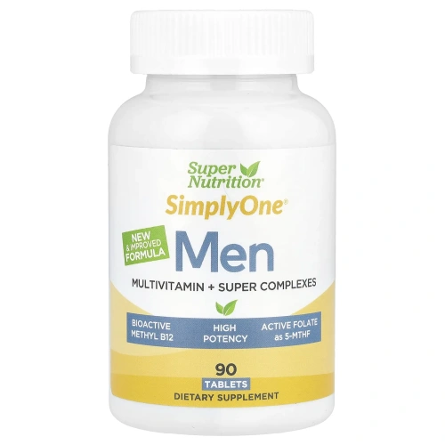 Super Nutrition, SimplyOne, комплекс мультивитаминов и суперингредиентов для мужчин, 90 таблеток