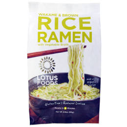 Lotus Foods, Рамэн из вакамэ и коричневого риса, с овощном бульоном, 10 пакетов, по 2,8 унции (80 г) каждый