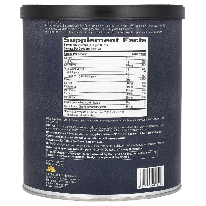 Biochem, 100% изолят сывороточного протеина, ванильный вкус, 857 г (30,2 унции)