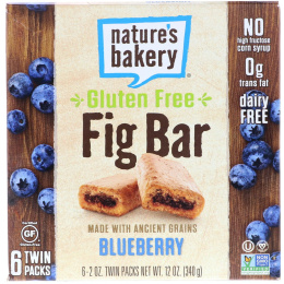 Nature's Bakery, Безглютеновый батончик из инжира, черника, 6 двойных упаковок, по 2 унц. каждый