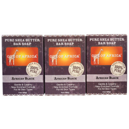 Out of Africa, Кусковое мыло с чистым маслом ши, африканское черное, 3 куска, по 4 унции (120 г) каждое