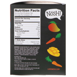 NosH!, Baby Lil 'Puffs, органический снек из цельных воздушных зерен, манго и морковь, 10 штук по 0,25 унц. (7 г)