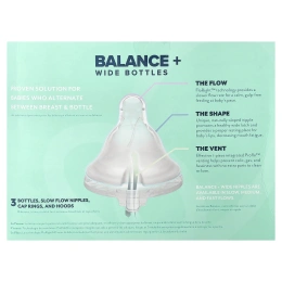 Evenflo Feeding, Balance+, флаконы, широкая, для детей от 0 месяцев, медленный поток, 3 флакона по 150 мл (5 унций)