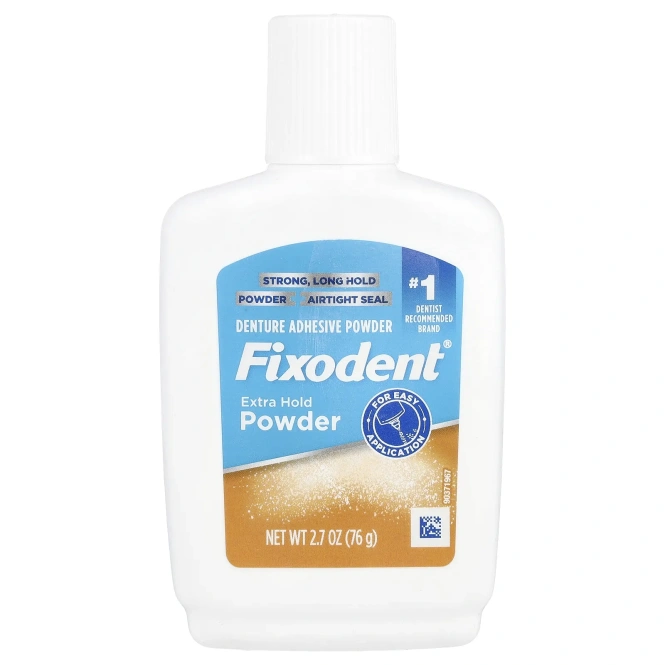 Fixodent, Адгезивный порошок для зубных протезов, экстра фиксация, 76 г (2,7 унции)