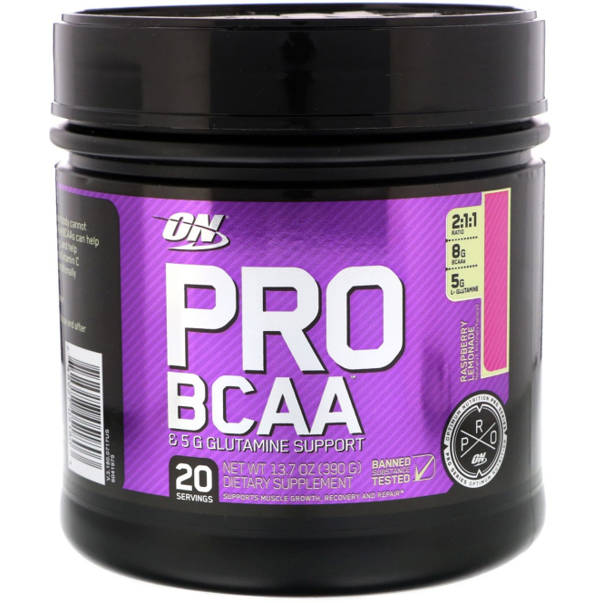 Optimum Nutrition, Pro BCAA, Raspberry Lemonade, 20 servings, 13.7 oz (390g)