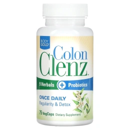 BodyGold, Clenz для толстой кишки, 75 капсул с оболочкой из ингредиентов растительного происхождения