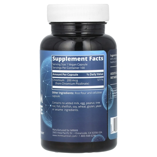 MRM Nutrition Пиколинат хрома 200 мкг, 100 растительных капсул