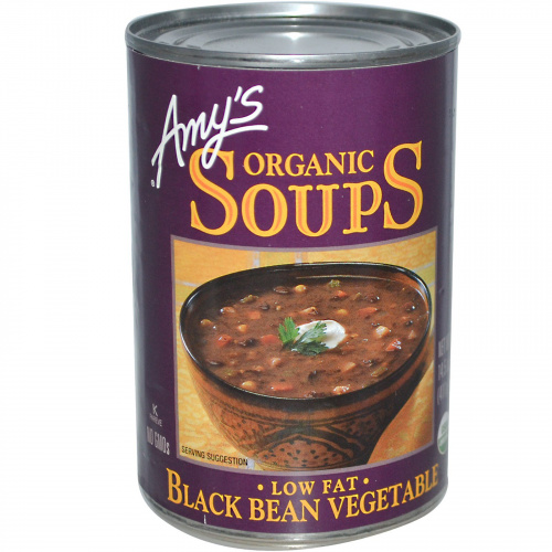 Amy's, Органические супы, черная фасоль и овощи с низким содержанием жира, 14,5 унции (411 г)