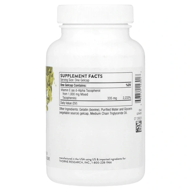 Thorne Research, Ultimate-E, 60 гелевых капсул