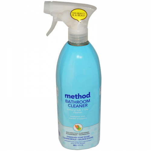Method, Bathroom Cleaner, натуральное средство для чистки ванны и плитки, эвкалипт и мята, 828 мл