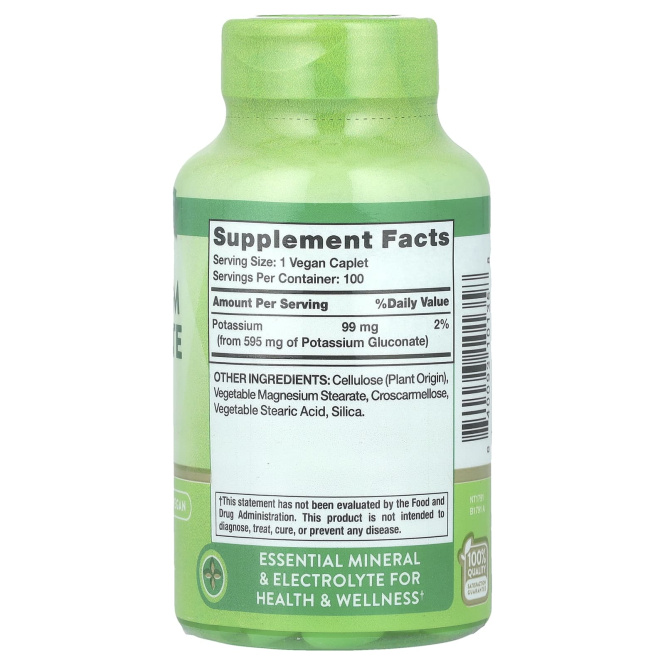 Nature's Truth, Глюконат калия, 595 мг, 100 капсул