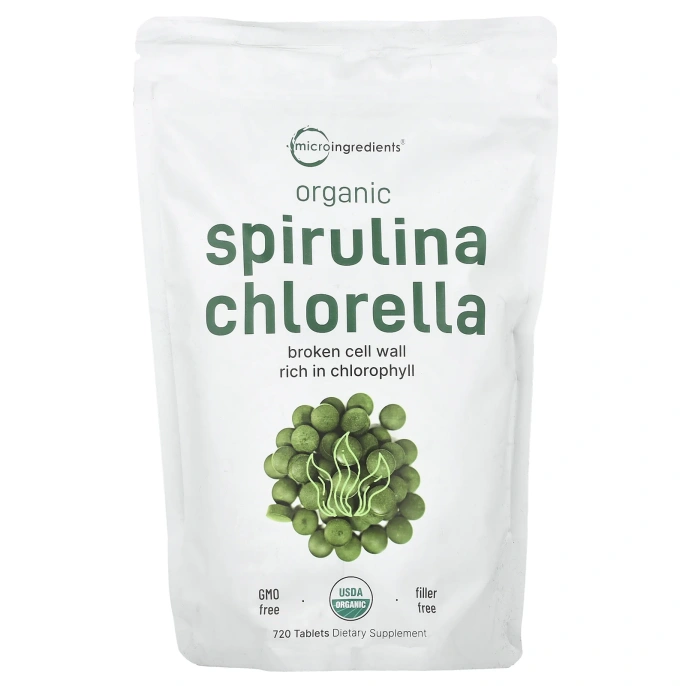 Micro Ingredients, Органическая спирулина и хлорелла, 720 таблеток