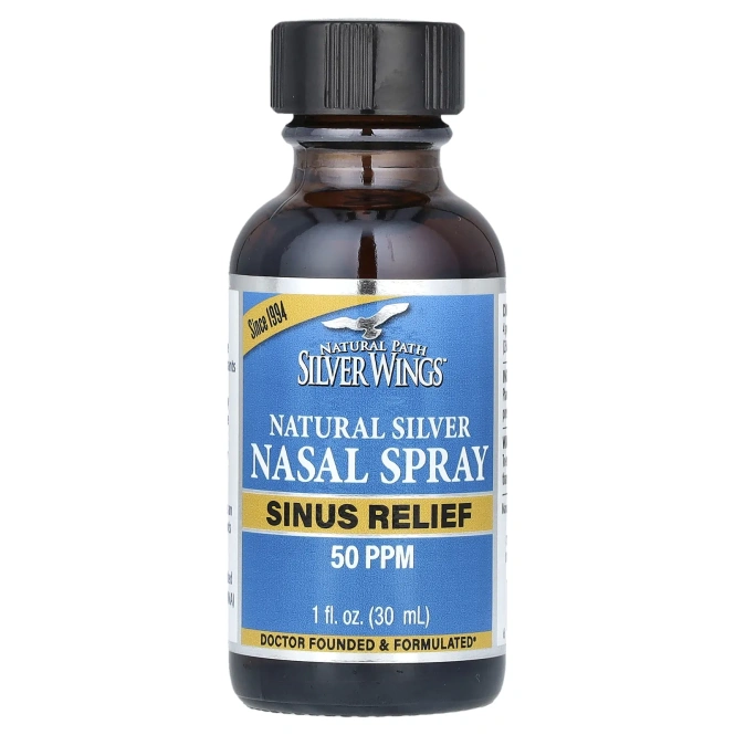 Natural Path Silver Wings, Коллоидное серебро Вертикальный спрей 50 PPM 1 жидкая унция