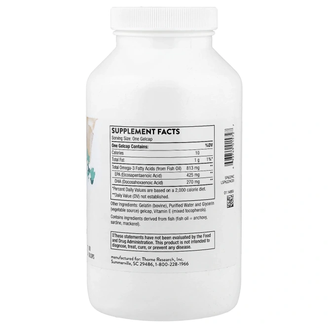 Thorne, Super EPA, супер-ЭПК, 180 желатиновых капсул
