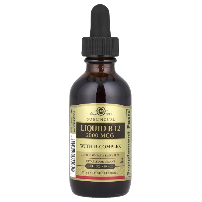 Solgar, Подъязычная форма жидкого витамина B-12, 2000 мкг, 2 жидких унции (59,2 мл)