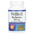 Берберин, Berberine, WellBetX, Natural Factors, 500 mg, 60 Vegetarian Capsules