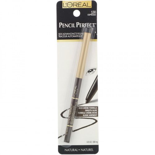 L'Oreal, Самовыдвигающийся карандаш для глаз Pencil Perfect, оттенок 130 «Эспрессо», 280 мг