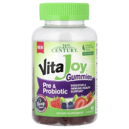 21st Century, VitaJoy®, жевательные пребиотики и пробиотики, с ягодным вкусом, 60 жевательных таблеток