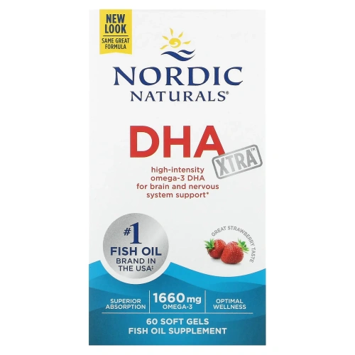 Nordic Naturals, Экстра ДГК, клубника, 1000 мг, 60 мягких таблеток