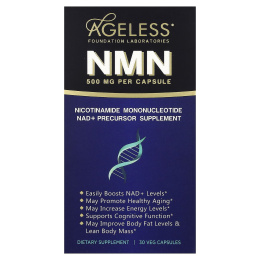Ageless Foundation Laboratories, NMN, 500 мг, 30 растительных капсул