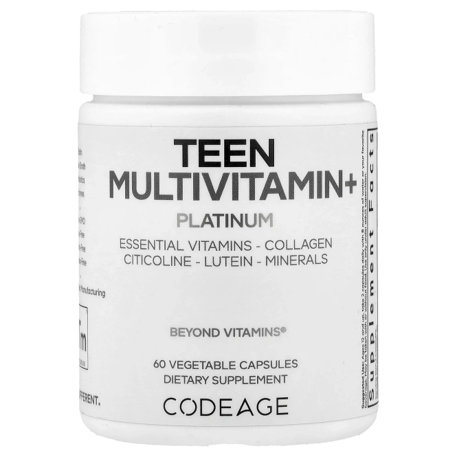 Codeage, Teen Multivitamin+, Platinum, 60 растительных капсул