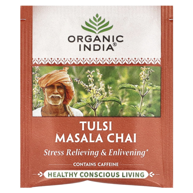 Organic India, Чай масала с тулси, 18 пакетиков, 37,8 г (1,33 унции)