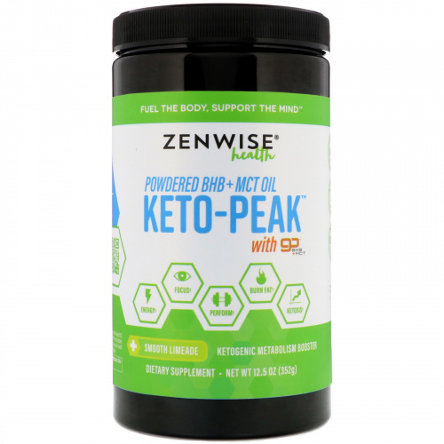 Zenwise Health, Keto-Peak, Ketogenic Metabolism Booster, Smooth Limeade, 12.5 oz (352 g)