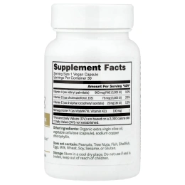 Dr. Murray's, витамины K2, A, D3, E, 30 веганских капсул