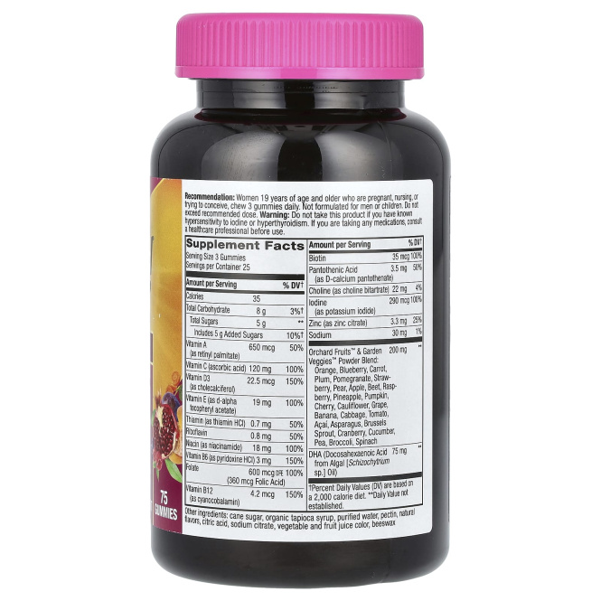 Nature's Way, Alive! Daily Support Premium Prenatal, витамины для беременных, клубника и лимон, 75 жевательных таблеток