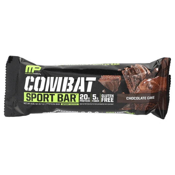MusclePharm, Гибридные серии, Combat Crunch, Шоколадный торт, 12 баров, 2,22 унции (63 г) Каждый