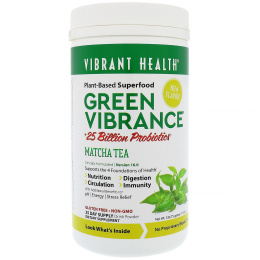 Vibrant Health, Green Vibrance +25 млрд пробиотиков, Версия 16.0, Чай маття, 11,88 унц. (336,75 г)