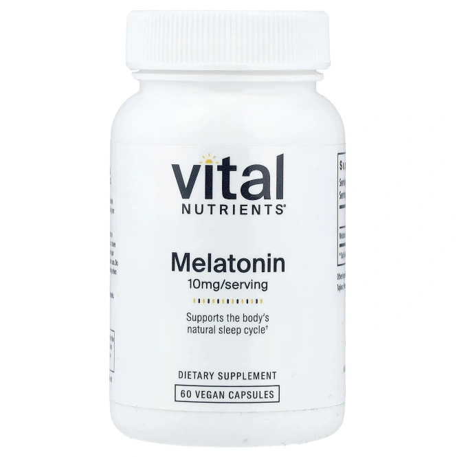 Vital Nutrients, мелатонин, 10 мг, 60 веганских капсул
