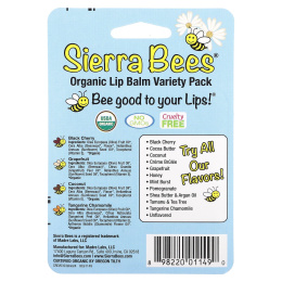 Sierra Bees, Органический бальзам для губ, ассорти, 4 пакетика, 0,15 унций (4,25 г) каждый