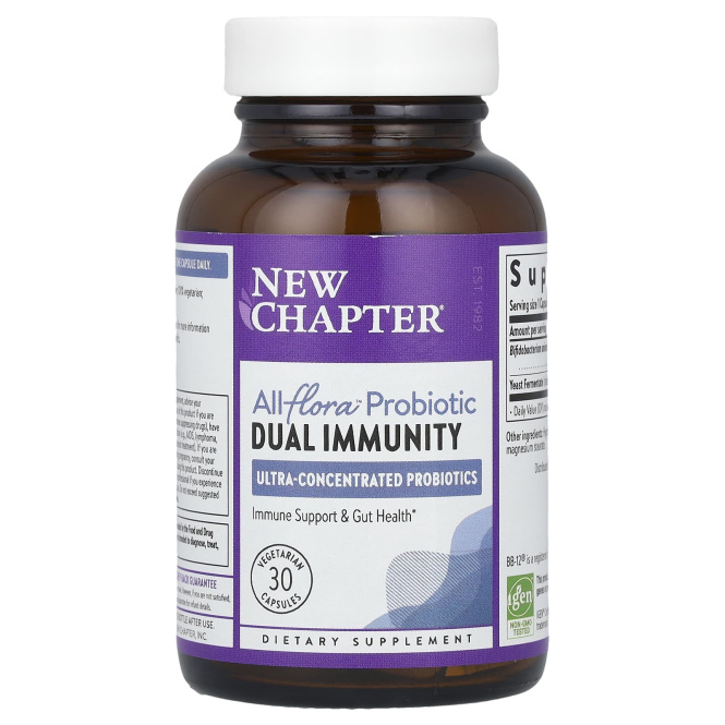 New Chapter, All Flora ™ Probiotics, двойной иммунитет, 30 вегетарианских капсул