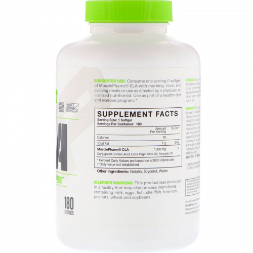 MusclePharm, Essentials, КЛК, 1000 mg, 180 мягких таблеток