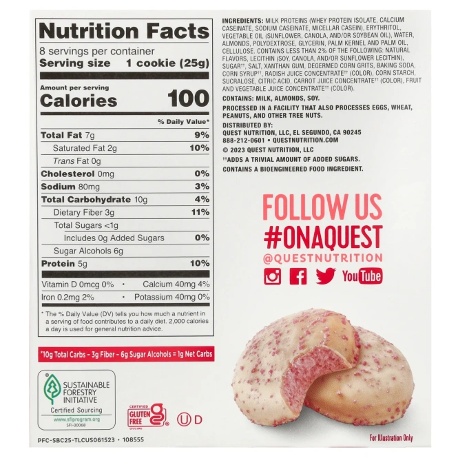 Quest Nutrition, глазированное печенье, клубничный торт, 8 шт. по 25 г (0,88 унции)