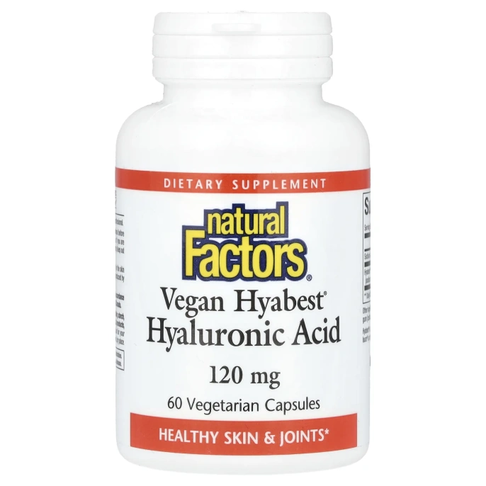Natural Factors, Веганская гиалуроновая кислота, 120 мг, 60 вегетарианских капсул