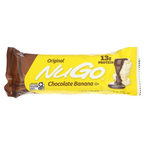 NuGo Nutrition, Пища на ходу, шоколадные банановые батончики, 15 протеиновых батончиков, 50 г (1.76 унции) каждый