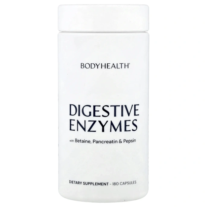 BodyHealth, Пищеварительные ферменты с бетаином, панкреатином и пепсином, 180 капсул