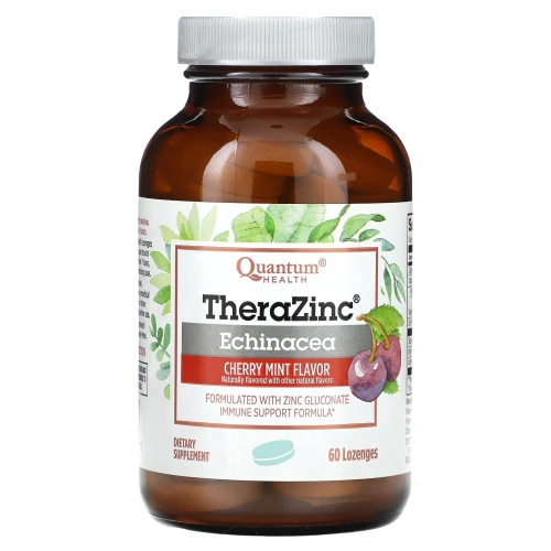 Quantum Health, TheraZinc, эхинацея, вишня и мята, 60 пастилок