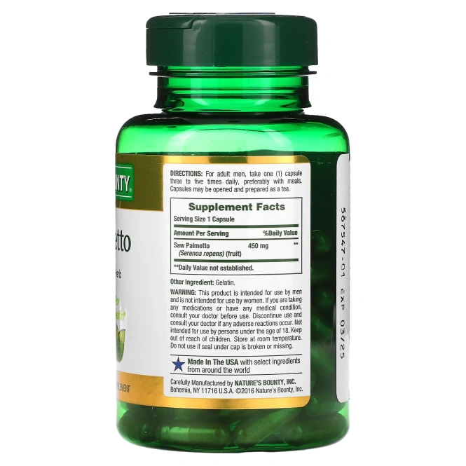 Nature's Bounty, сереноя, 450 мг, 100 капсул