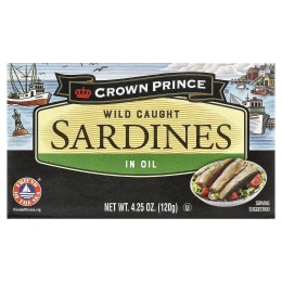 Crown Prince Natural, сардины дикого улова, в масле, 120 г (4,25 унции)