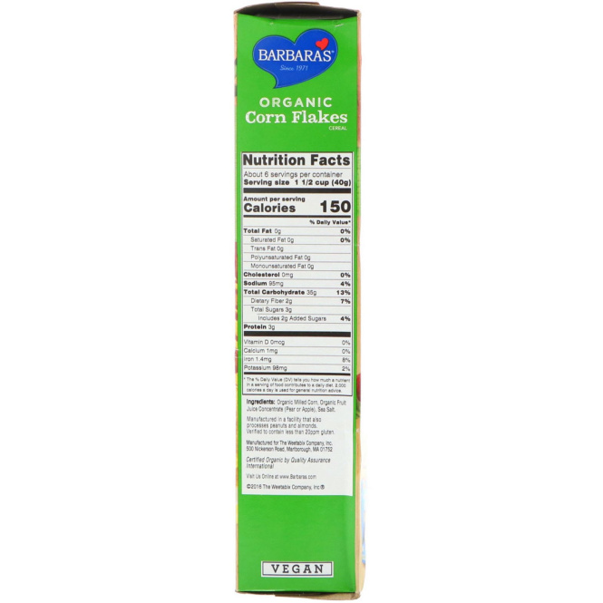Barbara's Bakery, Органические кукурузные хлопья, 9 унций (255 г)