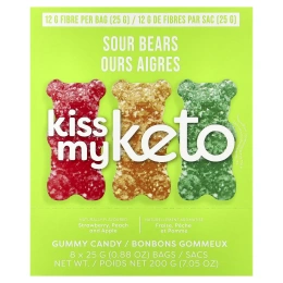 Kiss My Keto, Gummy Candy, кислые мишки, 8 пакетиков, 25 г (0,88 унции)