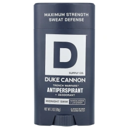 Duke Cannon Supply Co., Trench Warfare® антиперспирант и дезодорант, Midnight Swim, сандаловое дерево и лаванда, 85 г (3 унции)