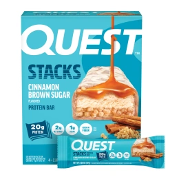 Quest Nutrition, Stacks, протеиновый батончик, корица и коричневый сахар, 4 батончика, 67 г (2,36 унции) каждый