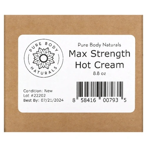 Pure Body Naturals, Maximum Strength Hot Cream, 8.8 fl oz (250 g)