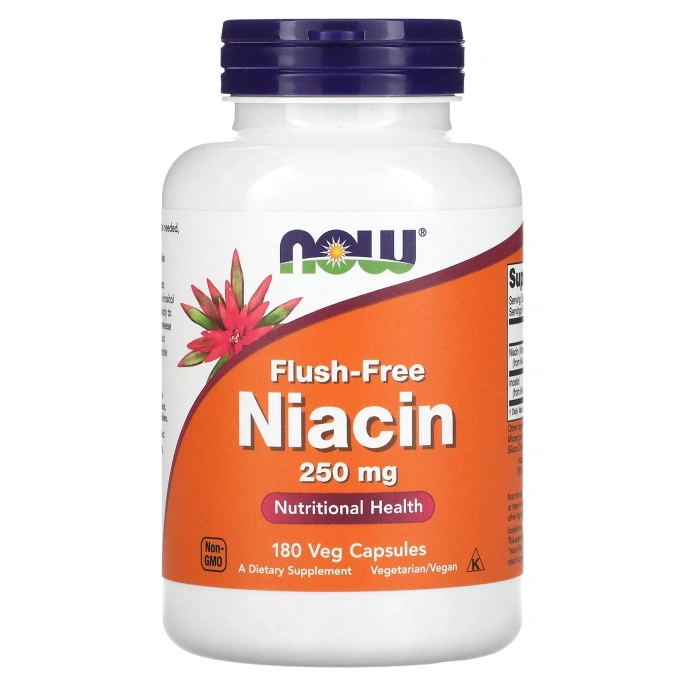 Now Foods, Не вызывающий покраснения ниацин, 250 мг, 180 растительных капсул