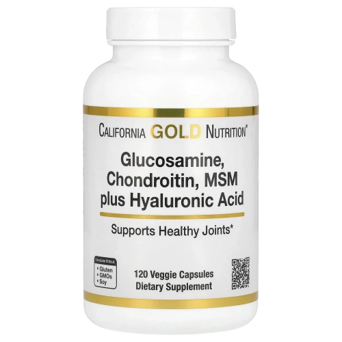 Глюкозамин Хондроитин МСМ California Gold Nutrition с гиалуроновой кислотой, 120 вегетарианских капсул