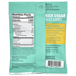 SmartSweets, Peach Rings, персик, 50 г (1,8 унции)